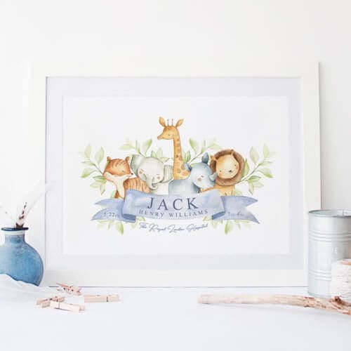 Baby Boy Safari Name Print