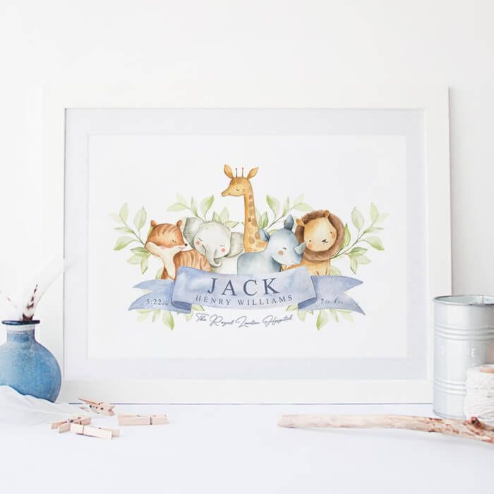 Baby Boy Safari Name Print