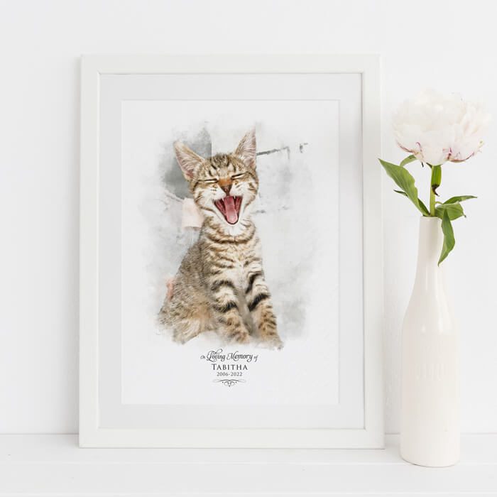 cat memorial portrait print