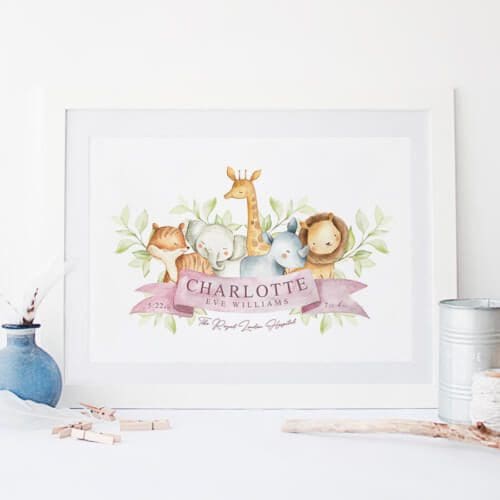 Baby Girl Safari Name Print