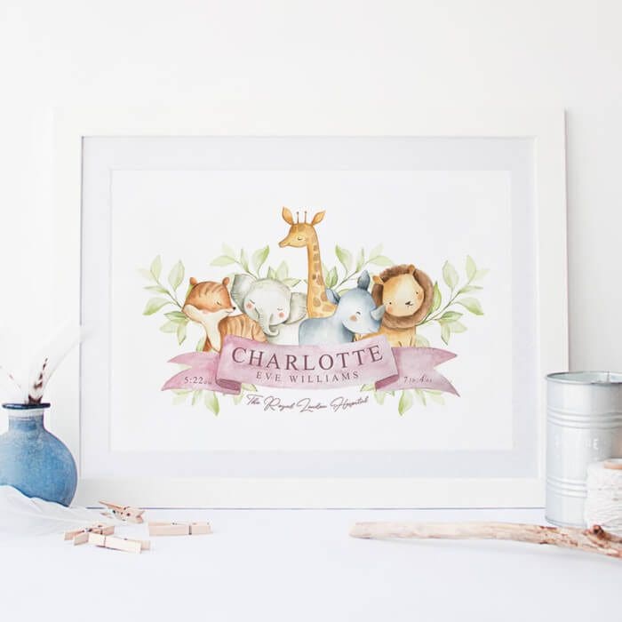 Baby Girl Safari Name Print