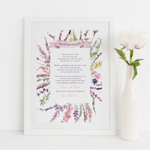 Personalised Christening Poem for Godparents