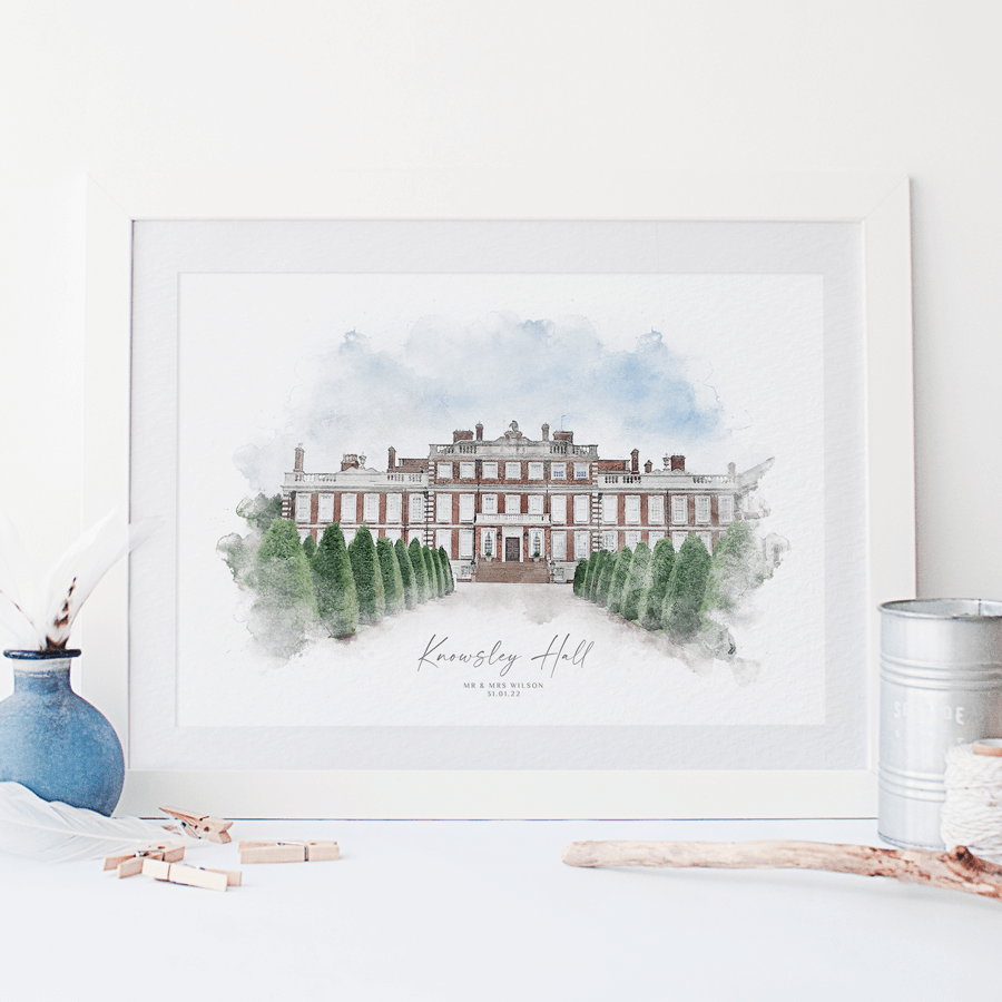 wedding venue portrait print