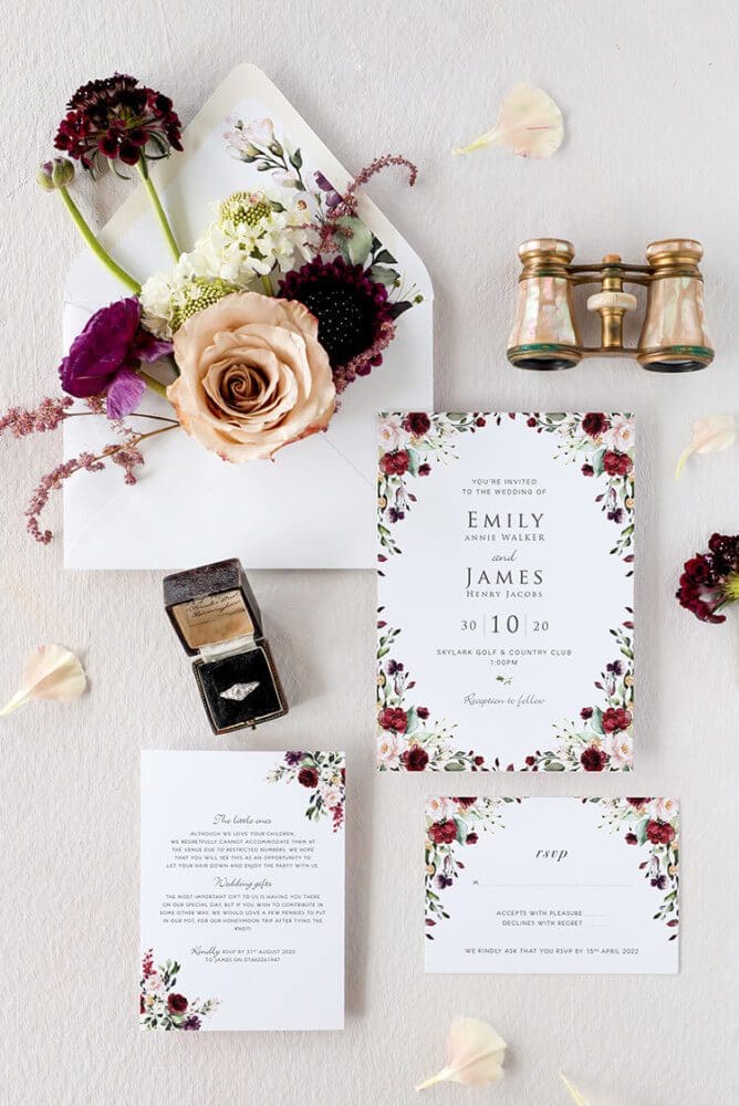 burgundy and blush wedding collection