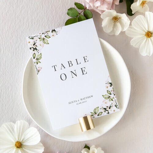 Foliage and Blush Table Card Numbers