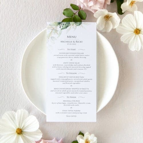 Green Foliage Simple Menu Cards