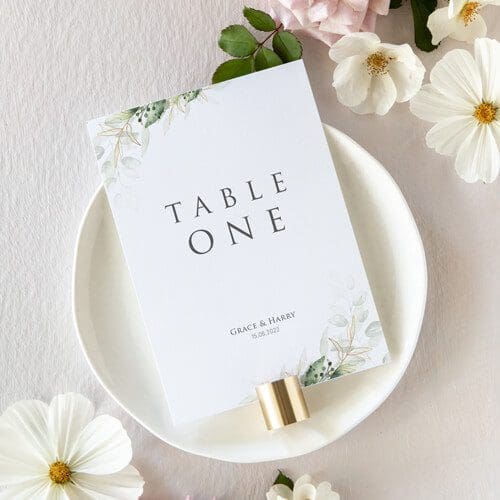 Green Foliage Wedding Table Numbers