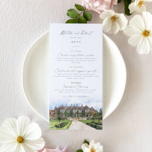 Green Garden Wedding Menu Cards