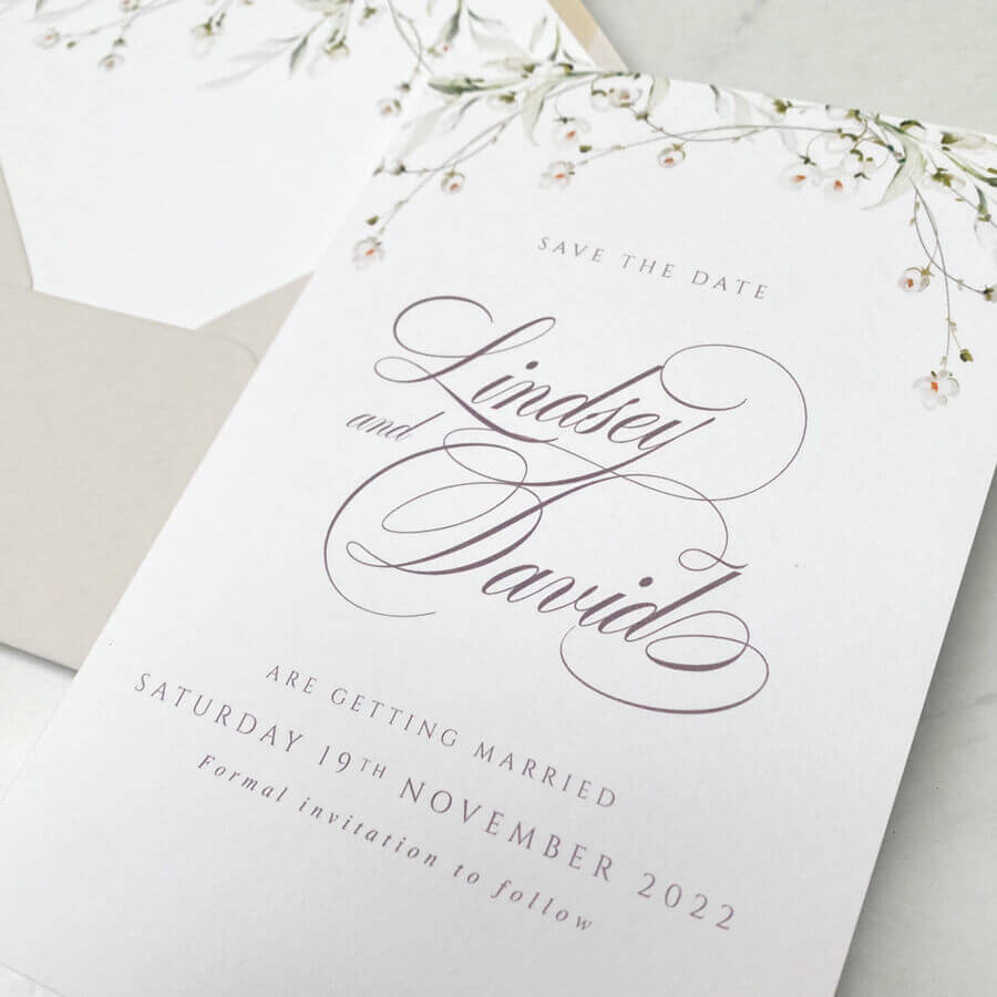 Classic White save the date cards