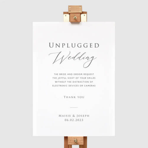 Simple Unplugged Wedding Ceremony Sign