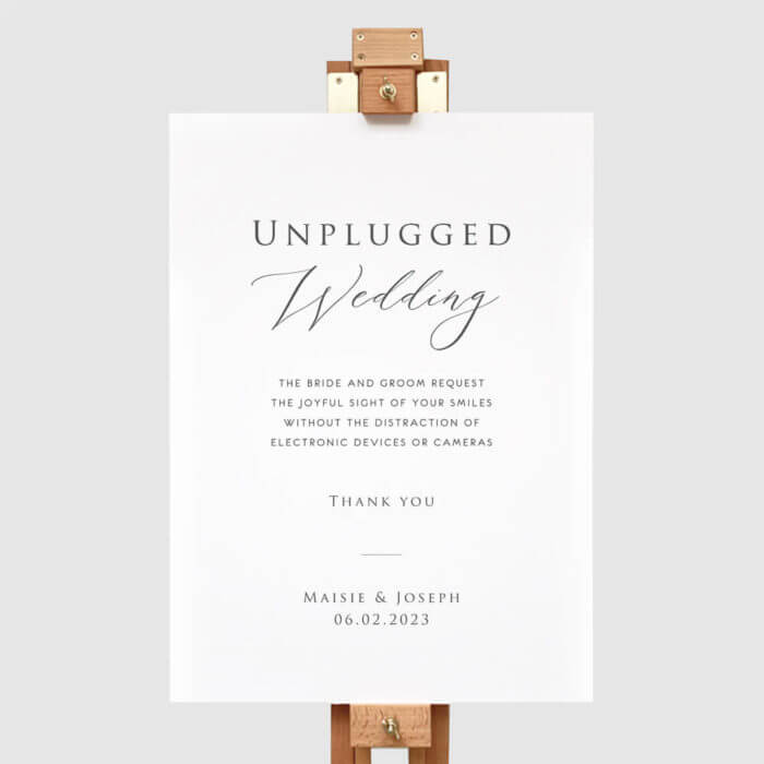 Simple Unplugged Wedding Ceremony Sign