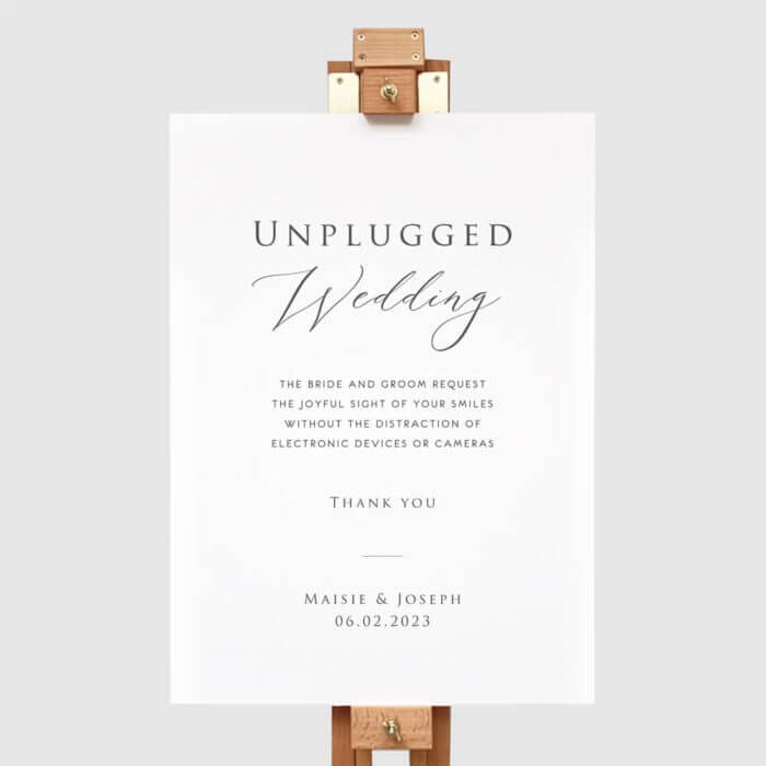 Simple Unplugged Wedding Ceremony Sign