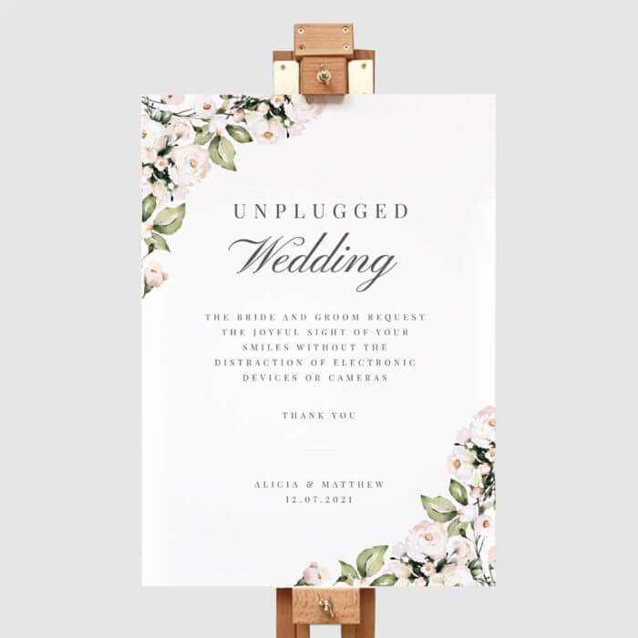 Unplugged Wedding Ceremony Sign