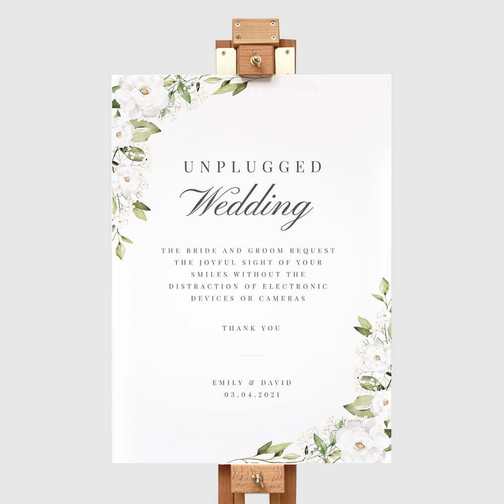 Unplugged Wedding Ceremony Sign