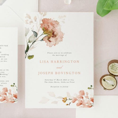 pink wedding invitation