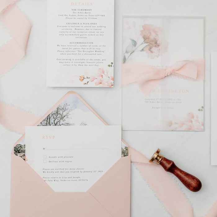 pink wedding stationery
