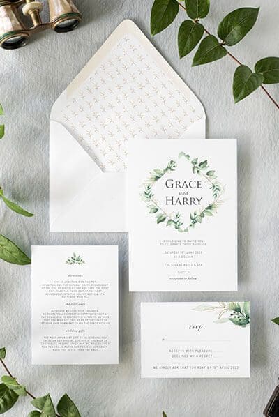 Green foliage wedding collection