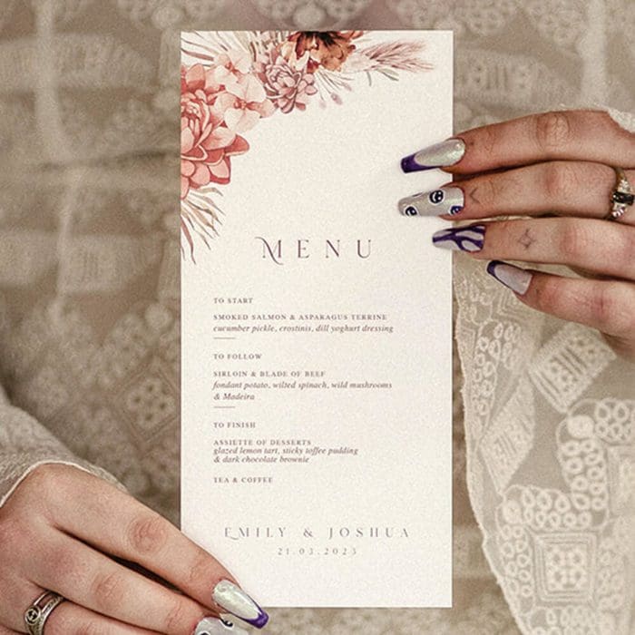 BOHO WEDDING MENUS