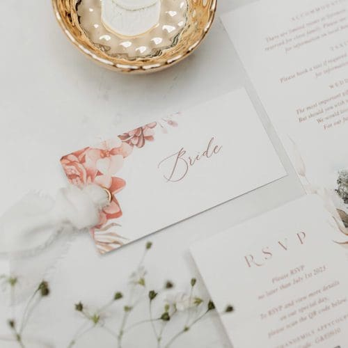 boho bride place card