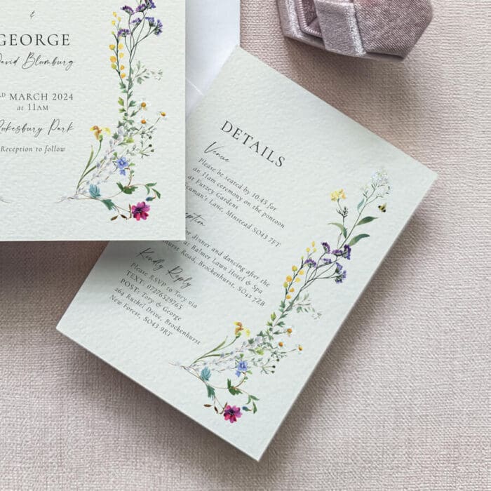 wildflower wedding invitations details card