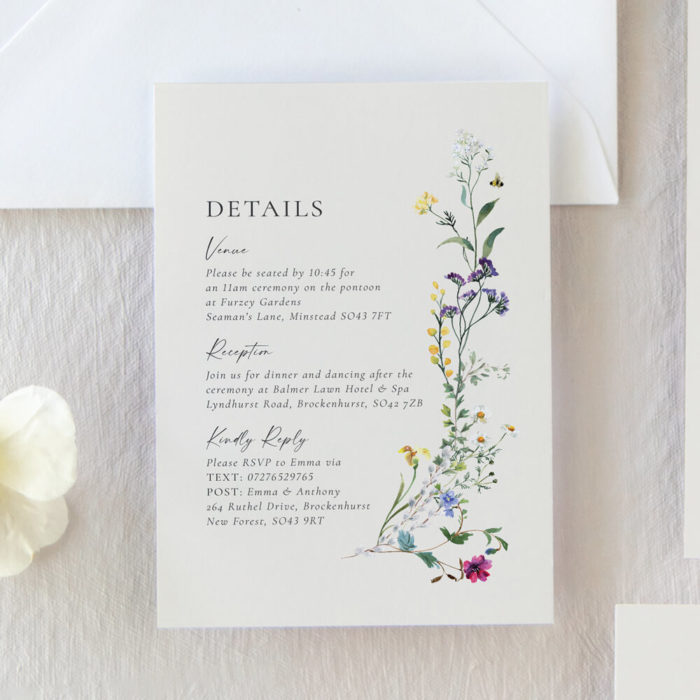 Wildflower Wedding Invitation details