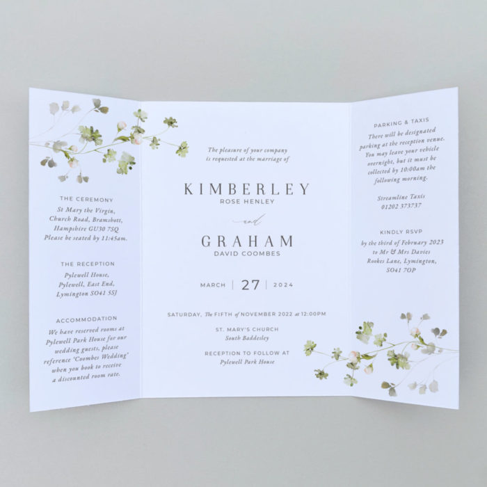 green gatefold invitations