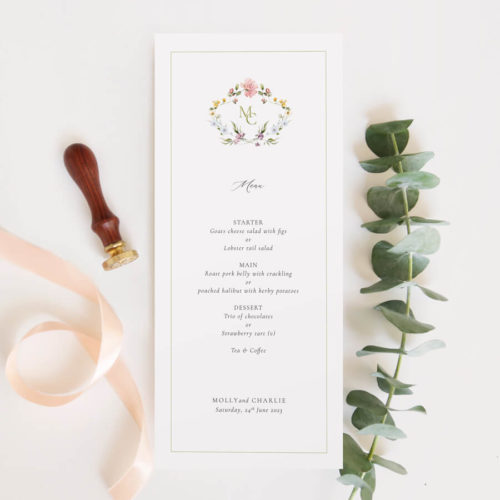 Floral Wedding Menu Cards
