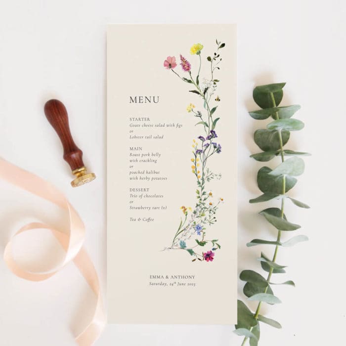 Wildflower Wedding Menus