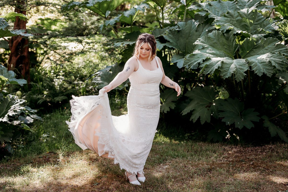 bride swishing dress
