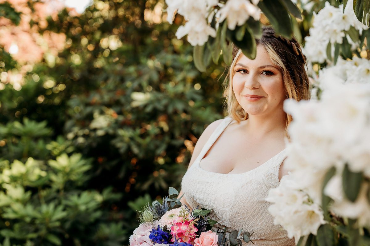 bride in flowers
