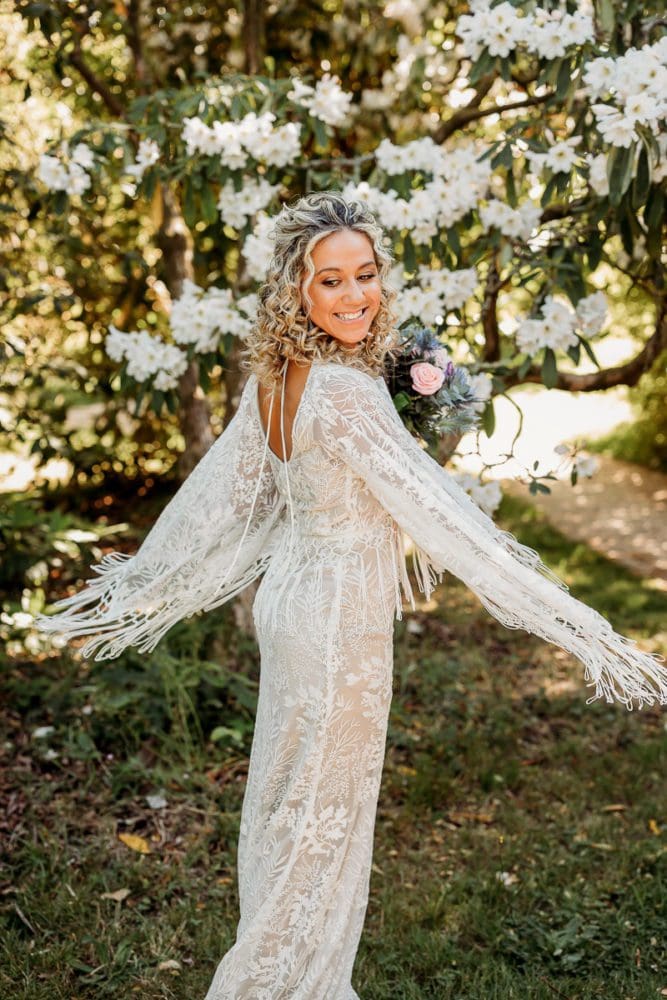 twirling boho bride