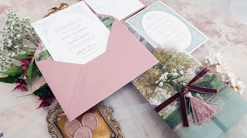 blush and sage invitations