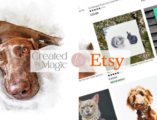 Created by Magic pet portrait vs. Etsy pet portraits