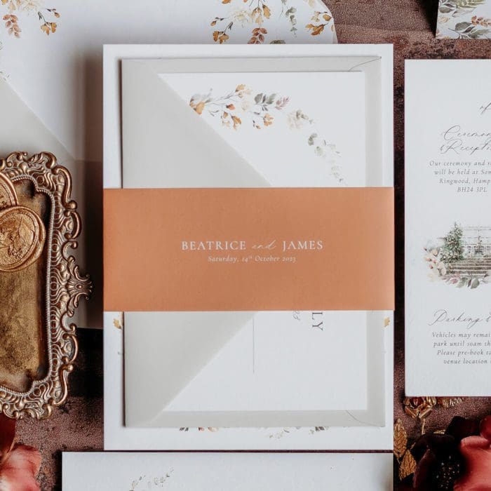 Burnt orange wedding stationery