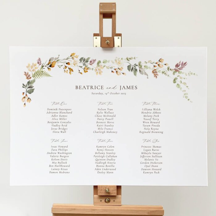 Autumn Wedding Table Plan