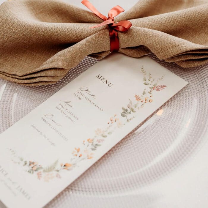 Autumn Wedding Menu Cards