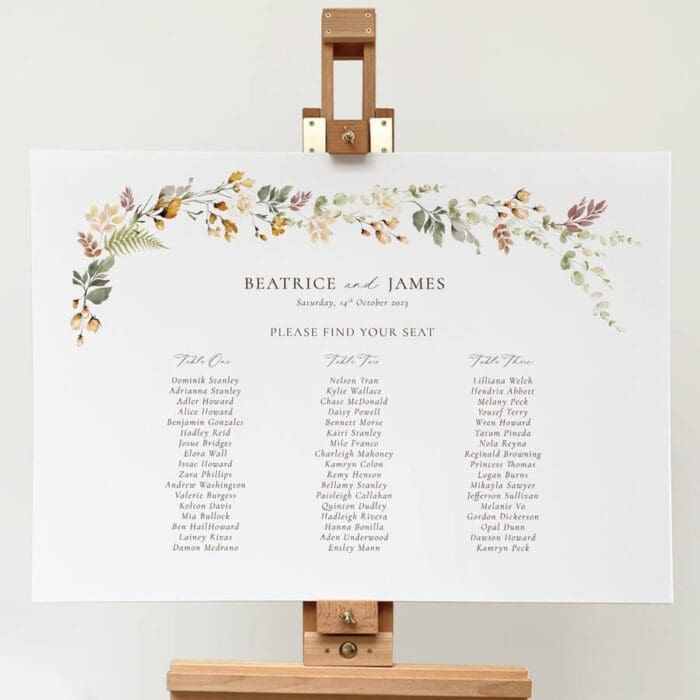 Autumn Wedding Table Plan