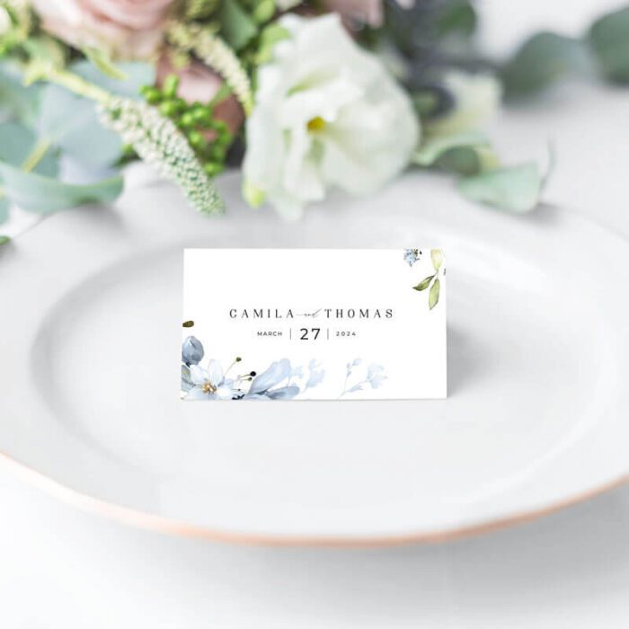 Dusty Blue Place Name Cards back