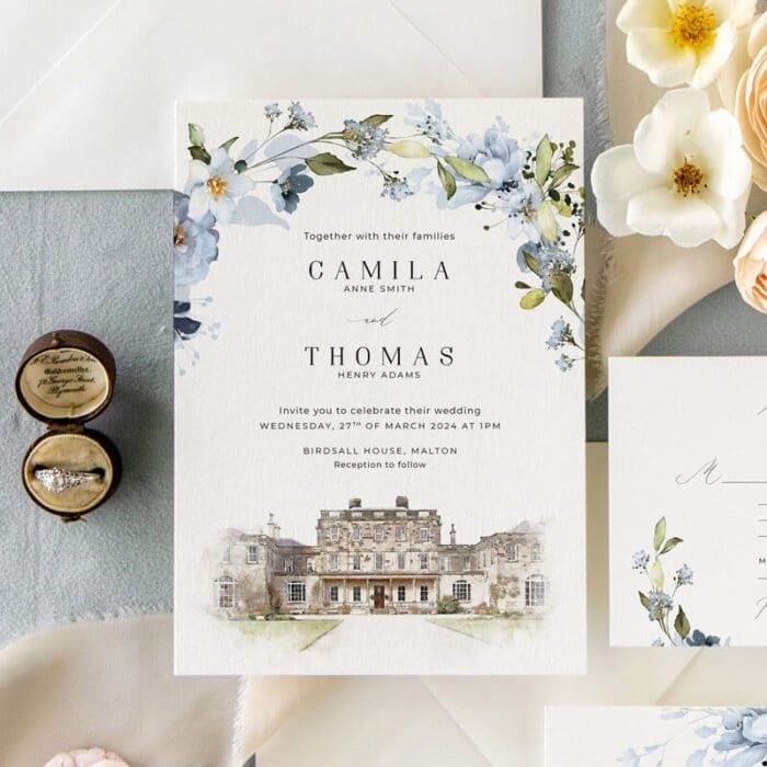 Dusty Blue Wedding Invitations