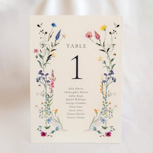 Wildflower Wedding Table Numbers