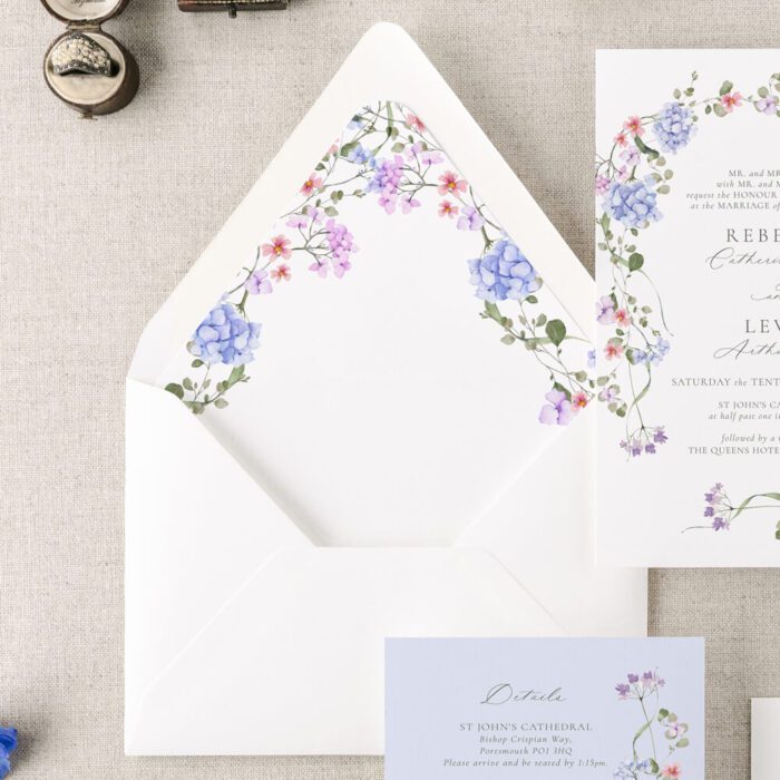 Hydrangea wedding invitations