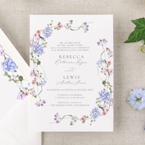Hydrangea wedding invitations