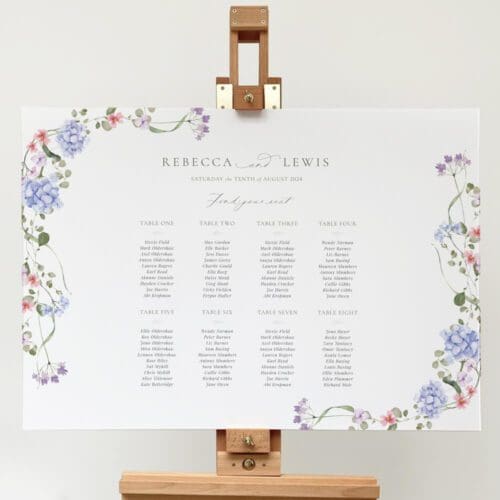 Hydrangea Wedding Table Plan