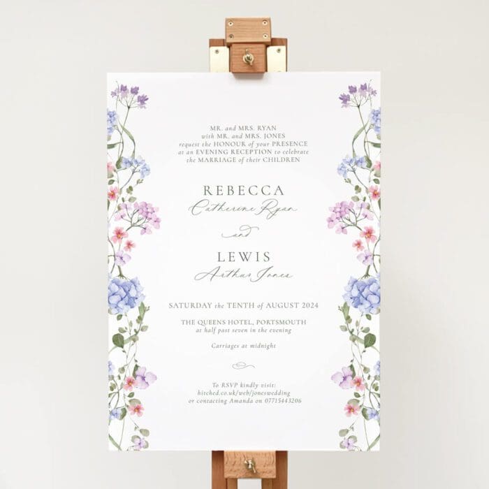 Hydrangea Wedding Welcome Sign