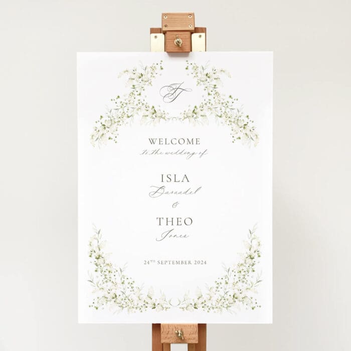 Green and White Wedding Welcome Sign - Image 3
