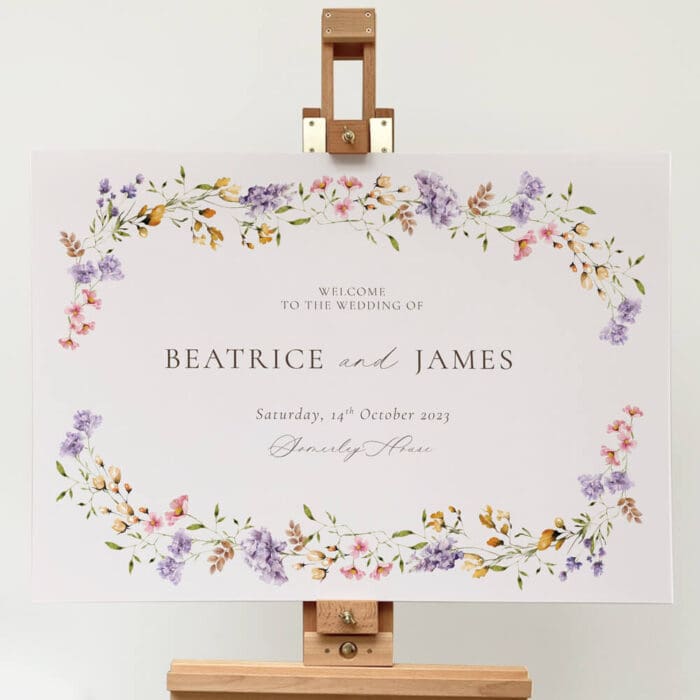 Lilac Wedding Welcome Sign