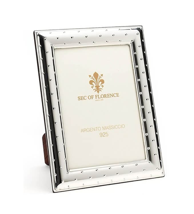 Solid Sterling Silver Stamped Photo Frame with Mahogany Back