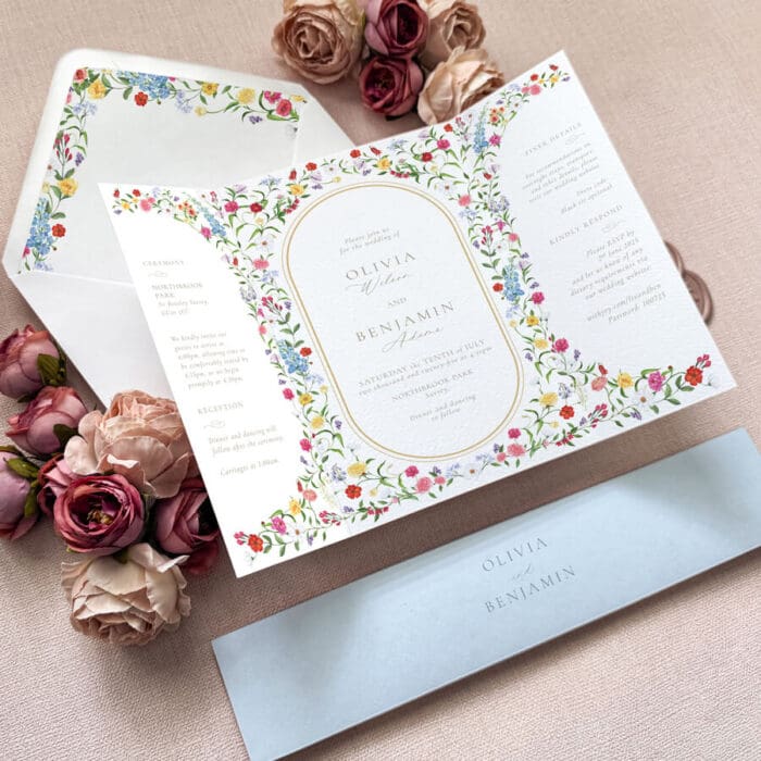 Floral Gatefold Wedding Invitations