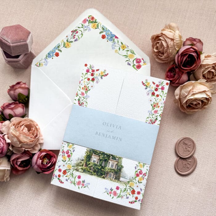 Floral Gatefold Wedding Invitations