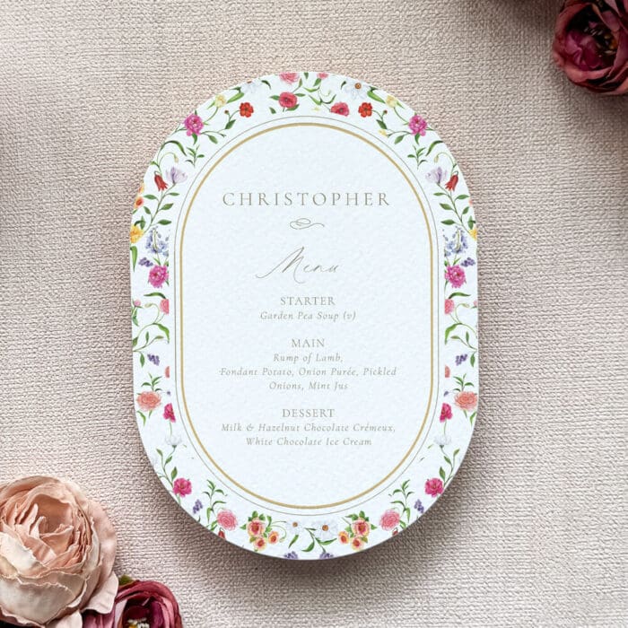 Floral Wedding Menu Cards